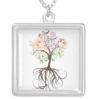 Colorful Tree With Roots Necklace necklace
