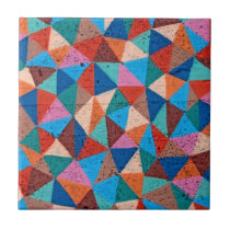 Colorful Triangles Urban Graffiti Style Ceramic Tile