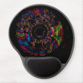 Colorful Tribal Design on Black Background Gel Mouse Pad