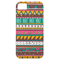Yellow Brown Pink and Turquoise Tribal pattern iPhone case
