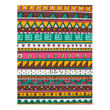 Colorful Tribal pattern Post Cards