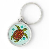 Colorful Tribal Turtle Tattoo Key Chain