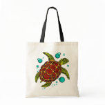 Colorful Tribal Turtle Tattoo Tote Bag