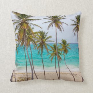 Colorful Tropical Beach Throw Pillow