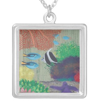 Colorful Tropical fish painting Necklace