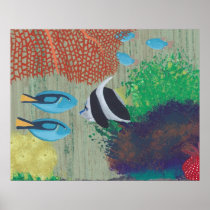Colorful Tropical fish painting Poster