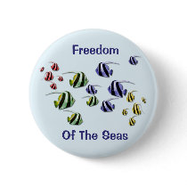 Colorful Tropical Fish Swimming Free Button Badge