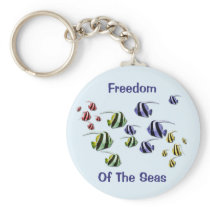 Colorful Tropical Fish Swimming Free Keyring Key Chain