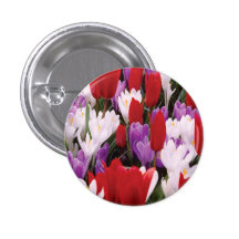Colorful Tulip Flowers Button