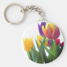 Colorful Tulip Flowers Keychain