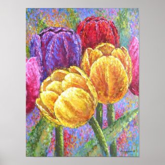 Colorful Tulip Flowers Painting Art - Multi Print