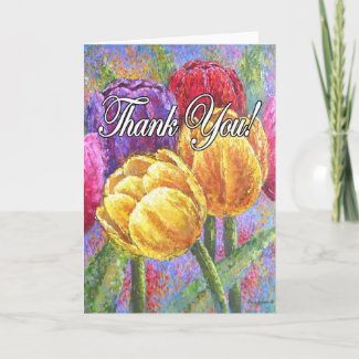 Colorful Tulip Flowers Thank You Items - Multi Card