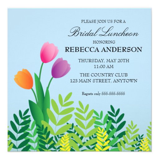 Colorful Tulips Bridal Luncheon Personalized Invitations