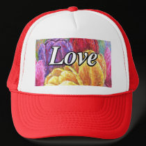 Colorful Tulips Flowers Painting Art - Multi hats