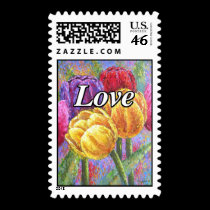 Colorful Tulips Flowers Painting Art - Multi stamps