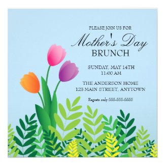 Colorful Tulips Mother's Day Brunch Announcements