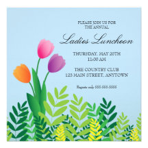 Colorful Tulips Spring Luncheon Personalized Announcements