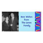 colorful turquoise blue custom photo card