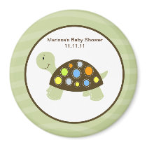 Colorful Turtle 3-inch Round Favor Magnet - Green