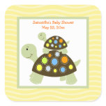 Colorful Turtle SQUARE Favor Sticker - Yellow