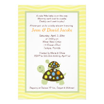 Colorful Turtles 5x7 Baby Shower Invite - Yellow