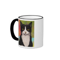 Colorful Tuxedo Cat Coffee Mug
