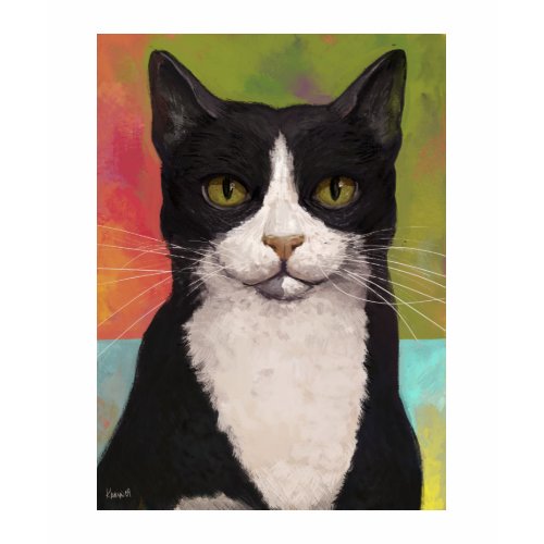 Black and White Tuxedo Cat Painting by Karyn Lewis