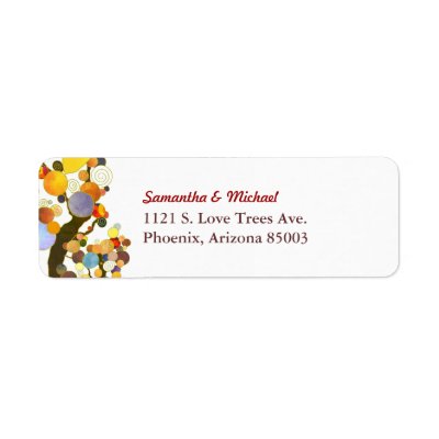 Colorful Two Trees Simple Wedding Address Labels Custom Return Address Label