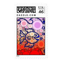 Colorful Under the Sea Bubbly Fish Swimming Mosaic Postage Stamps