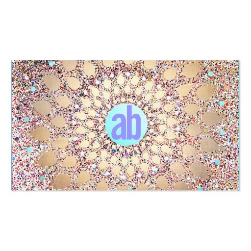 Colorful, Unique and Festive Monogram Glitter Business Card Templates (front side)