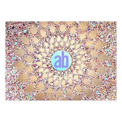 Colorful, Unique and Festive Monogram Glitter Business Cards (front side)