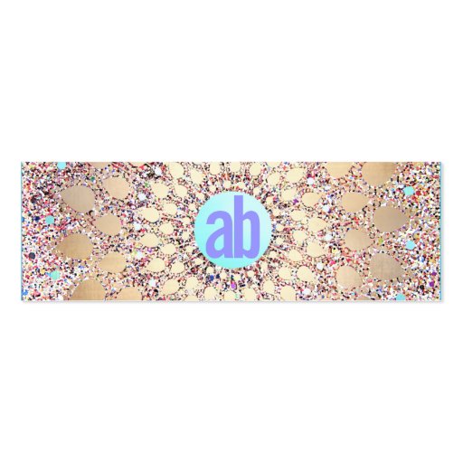 Colorful, Unique and Festive Monogrammed Glitter Business Cards (front side)