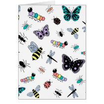 Colorful Vector Bugs & Butterflies Card