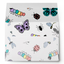 Colorful Vector Bugs & Butterflies Envelopes