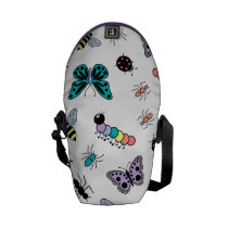 Colorful Vector Bugs & Butterflies Messenger Bag