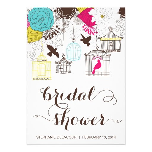 Colorful Vintage Birdcage Bridal Shower Invitation