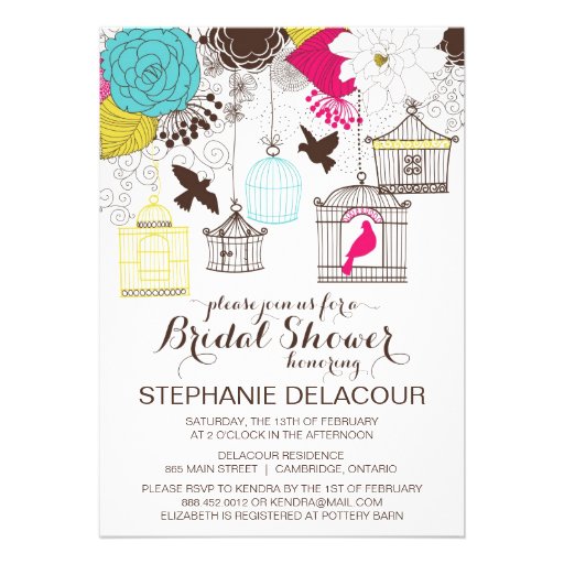 Colorful Vintage Birdcage Bridal Shower Invitation