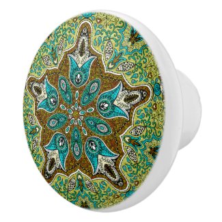 Colorful Vintage Floral Lace Geometric Pattern Ceramic Knob