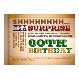 colorful vintage typography birthday invitations