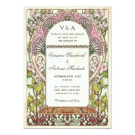 Colorful Vintage Wedding Invitations Art Nouveau