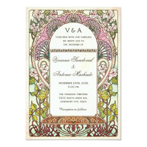 Colorful Vintage Wedding Invitations Art Nouveau 5