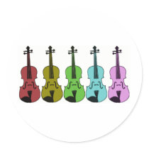 Colorful Violin Round Sticker
