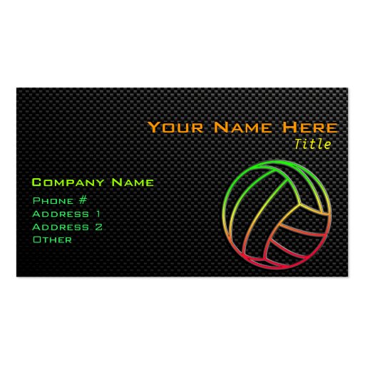Colorful Volleyball Business Card Template (front side)