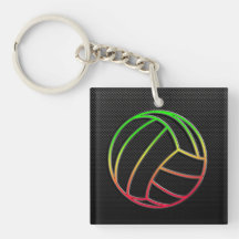 Colorful Volleyball Square Acrylic Key Chain