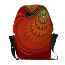 Colorful Warm Orange Mayan Sunflower on Messenger Messenger Bags  at Zazzle