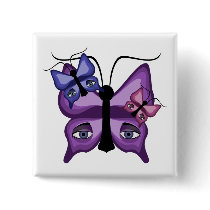 Colorful Watcher Butterflies buttons