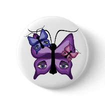 Colorful Watcher Butterflies buttons
