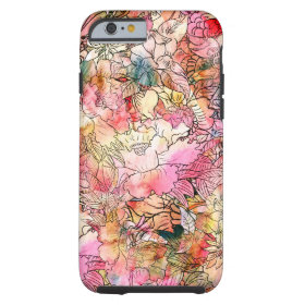 Colorful Watercolor Floral Pattern Abstract Sketch Tough iPhone 6 Case