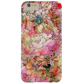 Colorful Watercolor Floral Pattern Abstract Sketch Barely There iPhone 6 Plus Case