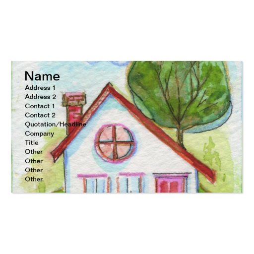 Colorful Watercolor House Business Cards (front side)